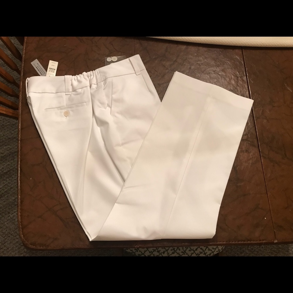 Talbot’s women’s petite winter white career pants.